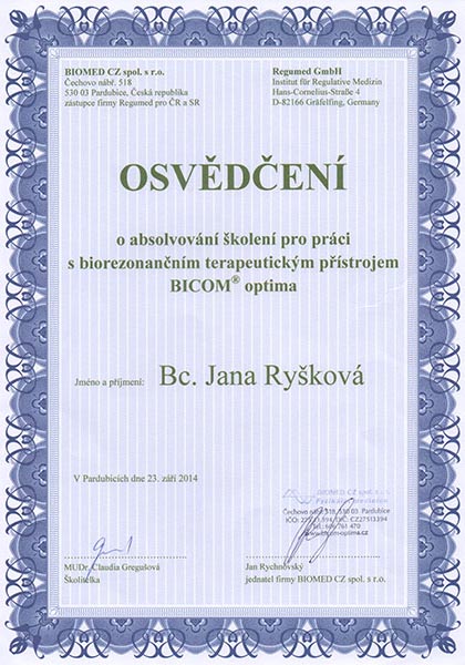 Certifikát Bicom-optima